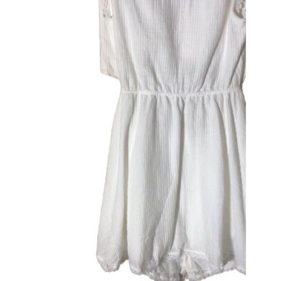 159. Peixoto Boho Sofi Dress Coconut Stripe Cutout Mini Dress SZ M White Lace - Picture 6 of 10